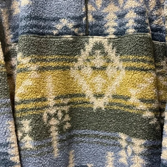 Lucky Brand Mens XL Faux Shearling 1/4 Zip Multicolor Pullover Aztec Outdoor NWT